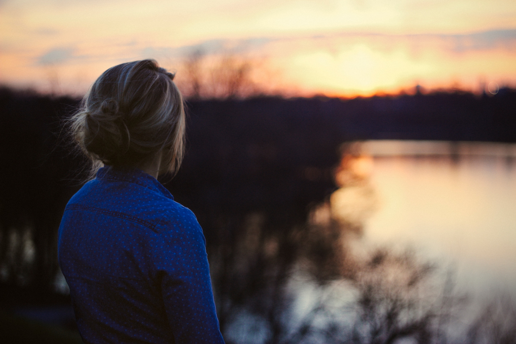 Woman overlooking Lake Woman overlooking Lake